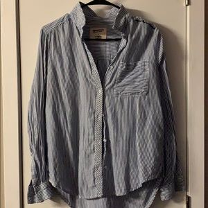 Collared striped button up blouse